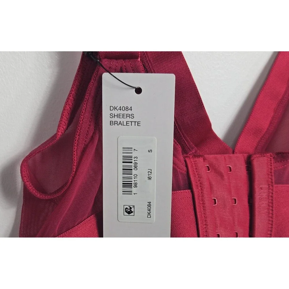 DKNY Women's Size Small Red Soft Cup Triangle‎ Sheers Bralette NWT